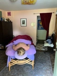 Picture of massage client on massage table